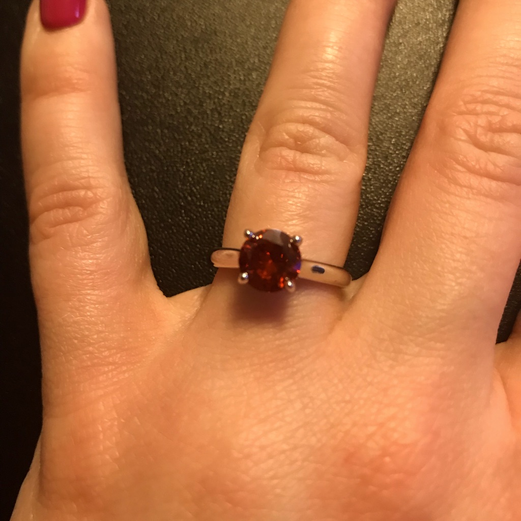 Silver Ring With Round Ruby Red Stone